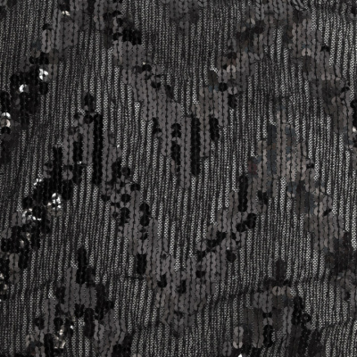 Трикотажное полотно с пайетками, шир.130 см, #311-бахрома чёрная - купить в Курске. Цена 1 183.35 руб.