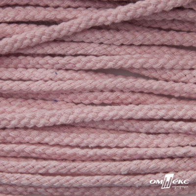 Шнур плетеный d-6 мм круглый, 70% хлопок 30% полиэстер, уп.90+/-1 м, цв.1087-розовый - купить в Курске. Цена: 588 руб.