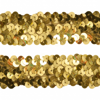 Тесьма с пайетками D16, шир. 30 мм/уп. 25+/-1 м, цвет золото - купить в Курске. Цена: 1 087.39 руб.