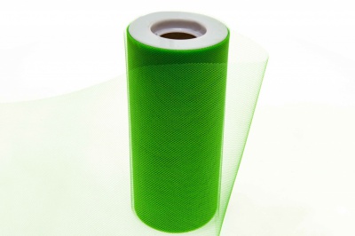 Фатин в шпульках 16-146, 10 гр/м2, шир. 15 см (в нам. 25+/-1 м), цвет зелёный - купить в Курске. Цена: 100.69 руб.