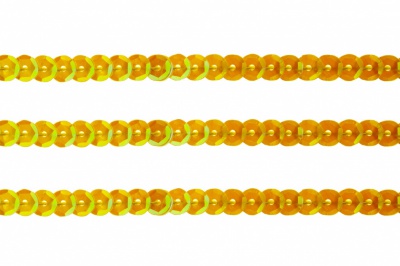 Пайетки "ОмТекс" на нитях, CREAM, 6 мм С / упак.73+/-1м, цв. 92 - золото - купить в Курске. Цена: 484.77 руб.