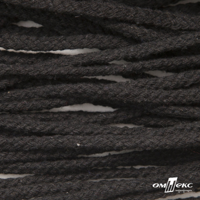 Шнур плетеный d-6 мм круглый, 70% хлопок 30% полиэстер, уп.90+/-1 м, цв.1078-черный - купить в Курске. Цена: 588 руб.