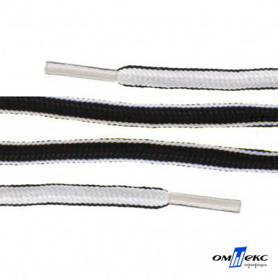 Шнурки #4-27, круглые 130 см, двухцветные (черно/белый) - купить в Курске. Цена: 47.04 руб.