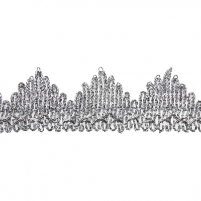 Тесьма металлизированная 0384-0240, шир. 40 мм/уп. 25+/-1 м, цвет серебро - купить в Курске. Цена: 490.74 руб.