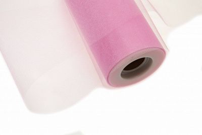 Фатин блестящий в шпульках 16-14, 12 гр/м2, шир. 15 см (в нам. 25+/-1 м), цвет розовый - купить в Курске. Цена: 108.61 руб.