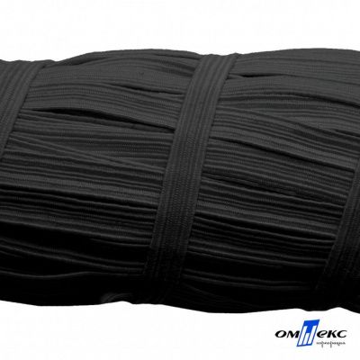 Резиновые нити с текстильным покрытием, шир. 6 мм (55 м/уп), цв.-черный - купить в Курске. Цена: 210.75 руб.