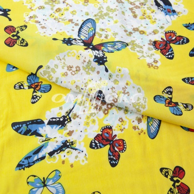 Плательная ткань "Софи" 7.2, 75 гр/м2, шир.150 см, принт бабочки - купить в Курске. Цена 241.49 руб.