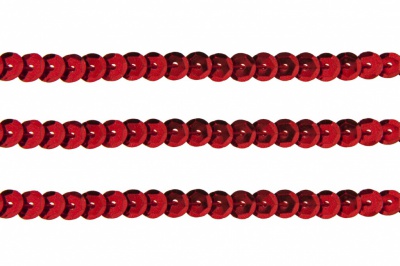 Пайетки "ОмТекс" на нитях, SILVER-BASE, 6 мм С / упак.73+/-1м, цв. 3 - красный - купить в Курске. Цена: 468.37 руб.