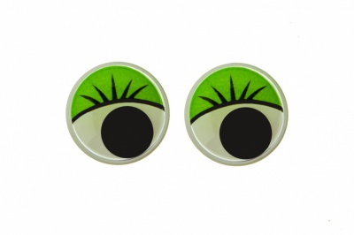 Глазки для игрушек, круглые, с бегающими зрачками, 15 мм/упак.50+/-2 шт, цв. -зеленый - купить в Курске. Цена: 113.01 руб.