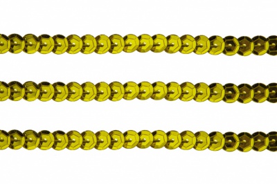 Пайетки "ОмТекс" на нитях, SILVER-BASE, 6 мм С / упак.73+/-1м, цв. 7 - св.золото - купить в Курске. Цена: 468.37 руб.