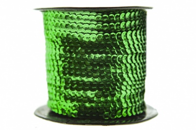 Пайетки "ОмТекс" на нитях, SILVER-BASE, 6 мм С / упак.73+/-1м, цв. 4 - зеленый - купить в Курске. Цена: 484.77 руб.