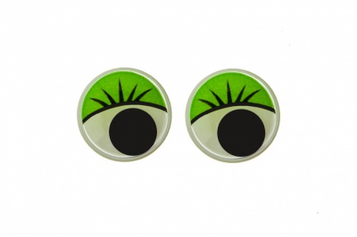 Глазки для игрушек, круглые, с бегающими зрачками, 12 мм/упак.50+/-2 шт, цв. -зеленый - купить в Курске. Цена: 95.04 руб.