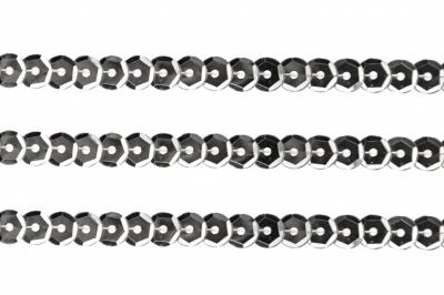 Пайетки "ОмТекс" на нитях, SILVER-BASE, 6 мм С / упак.73+/-1м, цв. 1 - серебро - купить в Курске. Цена: 468.37 руб.