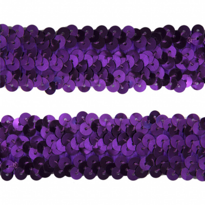Тесьма с пайетками 12, шир. 30 мм/уп. 25+/-1 м, цвет фиолет - купить в Курске. Цена: 1 098.48 руб.