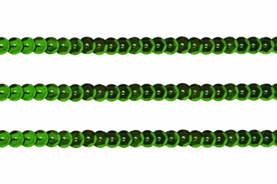 Пайетки "ОмТекс" на нитях, SILVER-BASE, 6 мм С / упак.73+/-1м, цв. 4 - зеленый - купить в Курске. Цена: 484.77 руб.