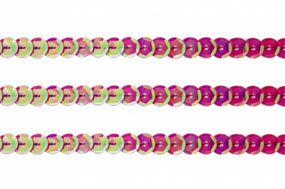 Пайетки "ОмТекс" на нитях, CREAM, 6 мм С / упак.73+/-1м, цв. 89 - розовый - купить в Курске. Цена: 468.37 руб.